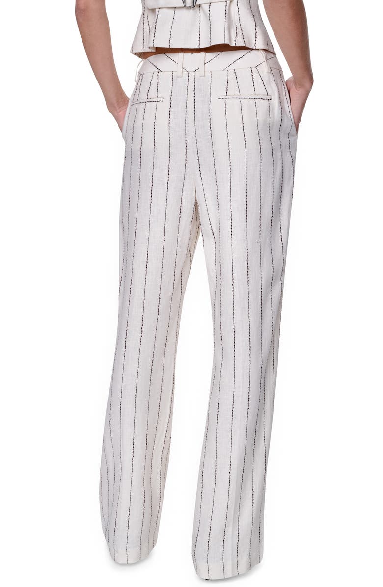 DKNY Stripe Straight Leg Linen Blend Pants, Alternate, color, Coconut/ Tobacco