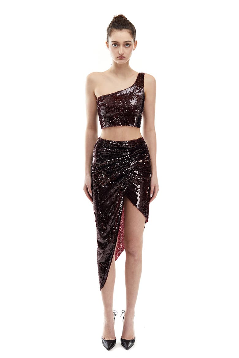 Sharon Sequins Skirt, Alternate, color, Burgundy