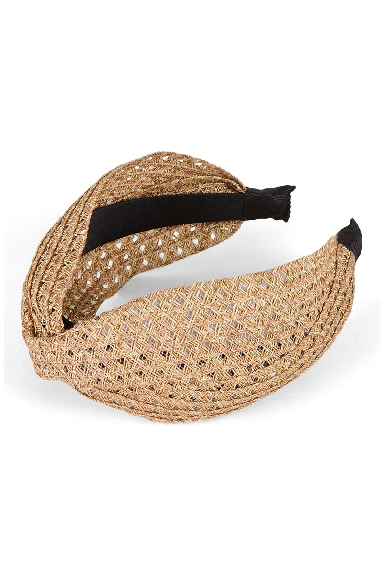 Rosanna Metallic Woven Headband, Alternate, color, CAMEL/ GOLD
