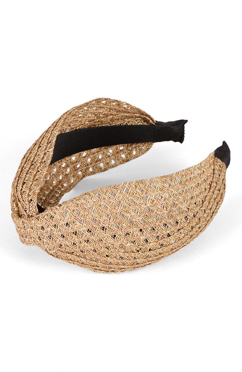 Eugenia Kim Rosanna Metallic Woven Headband, Alternate, color, Camel/ Gold