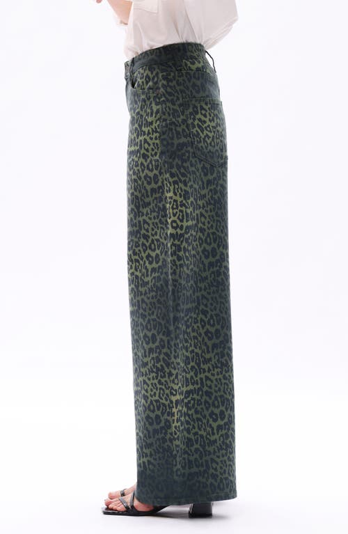 Bayeas Ombré Leopard Print High Waist Barrel Jeans In Green