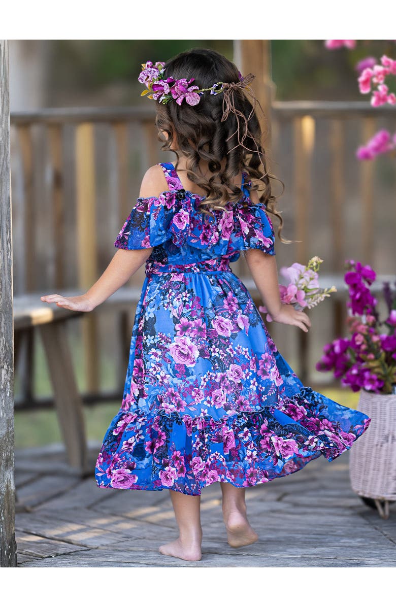Mia Belle Girls Girls Twilight Blooms Ruffle Midi Dress, Alternate, color, 