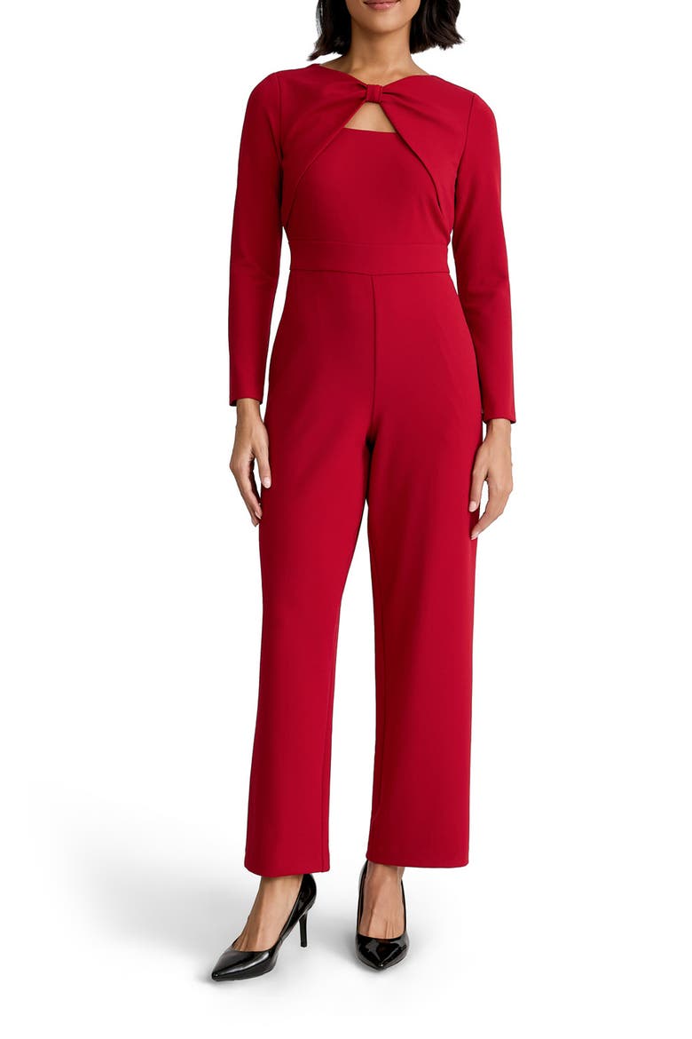 Bow Front Jumpsuit, Main, color, FIRE RED