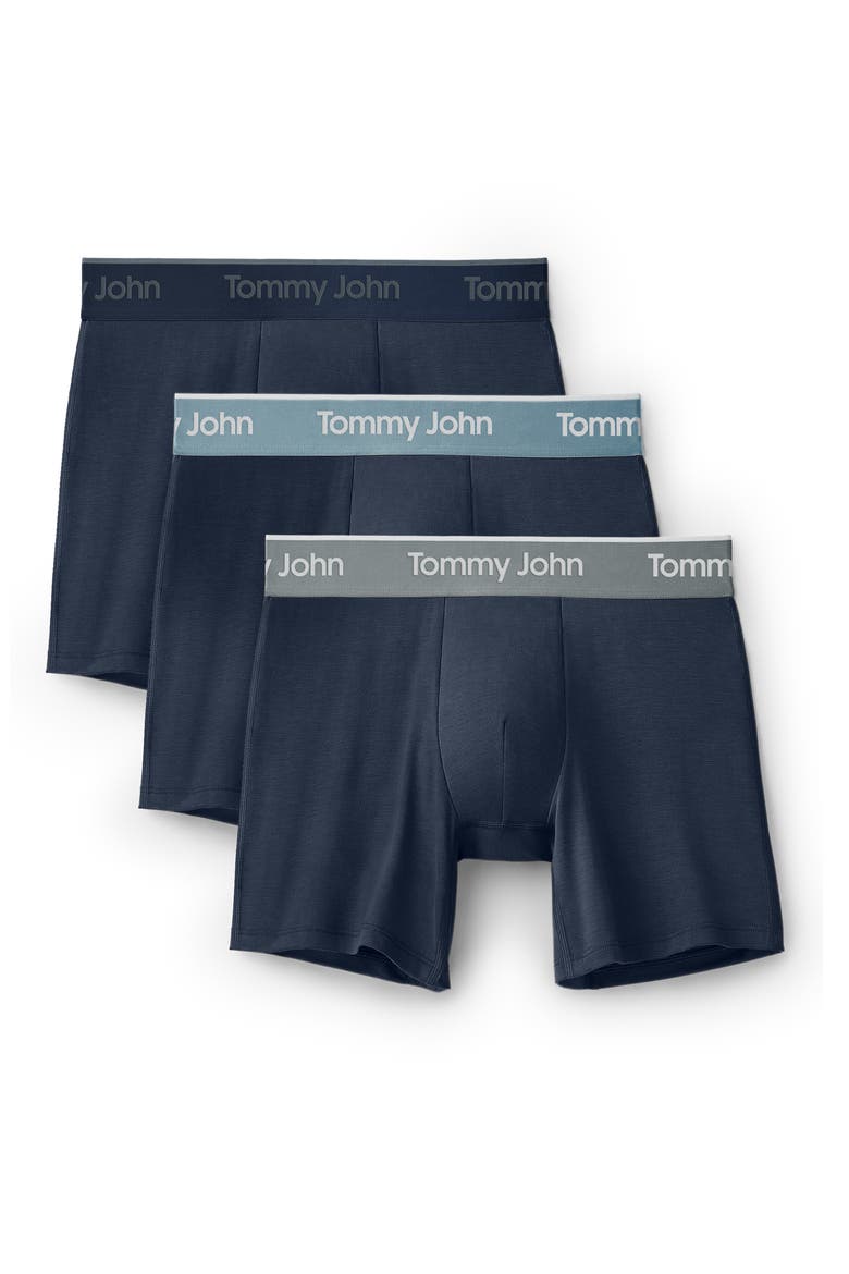 Assorted 3-Pack Second Skin 4-Inch Stretch Modal Boxer Briefs, Main, color, DRESS BLUES DRESS BLUES