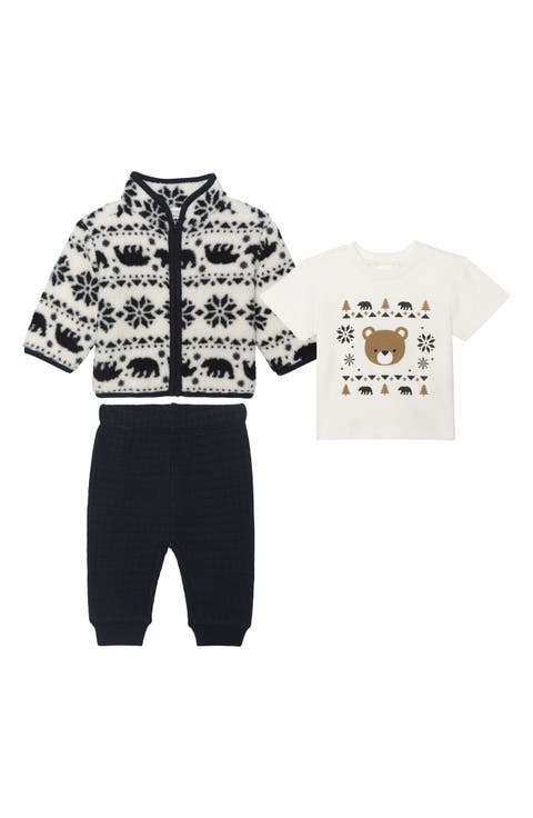 Fleece Jacket, Graphic T-Shirt & Joggers Set (Baby)