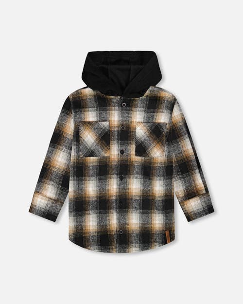 Deux Par Deux Hooded Polar Fleece Overshirt With Hood In Black