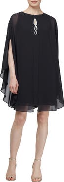 スーツ・フォーマル・ドレス layered cape dress Clean Tailored Tuxedo Cape Sleeve Midi Blazer Dress | Karen