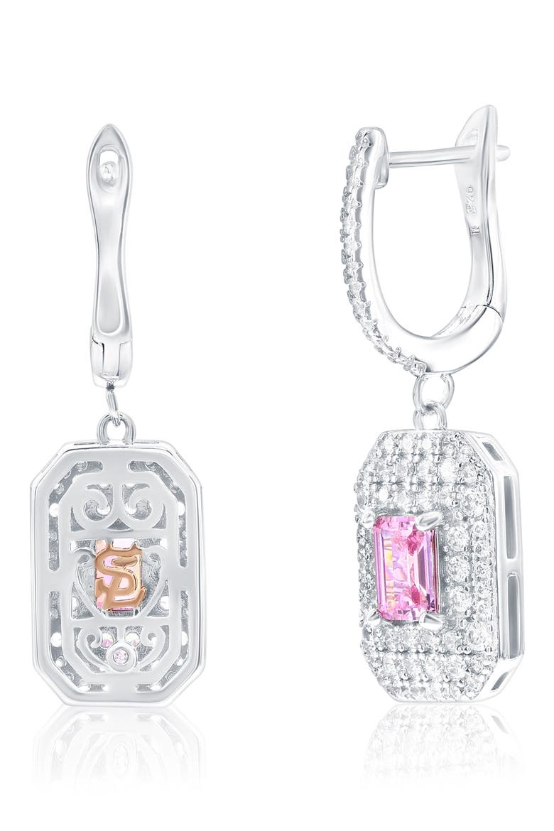 Cubic Zirconia Drop Earrings, Alternate, color, PINK