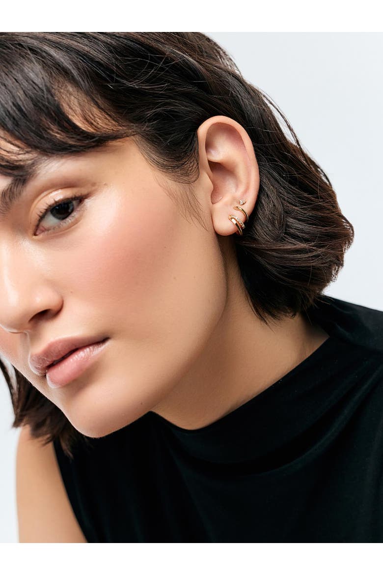 Double Hoop Earrings - Toda Mini, Alternate, color, Gold