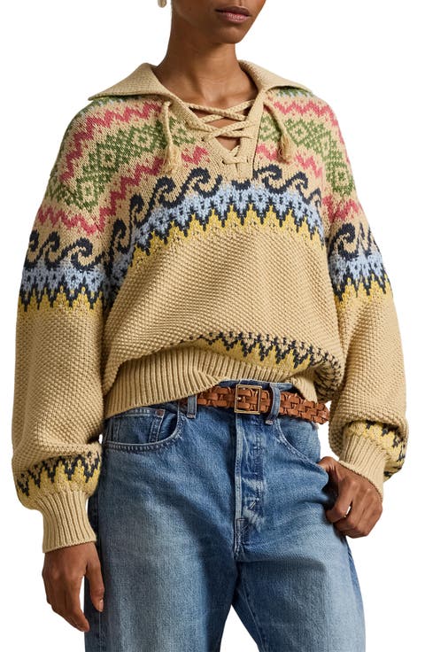 Fair Isle Cotton & Wool Blend Sweater