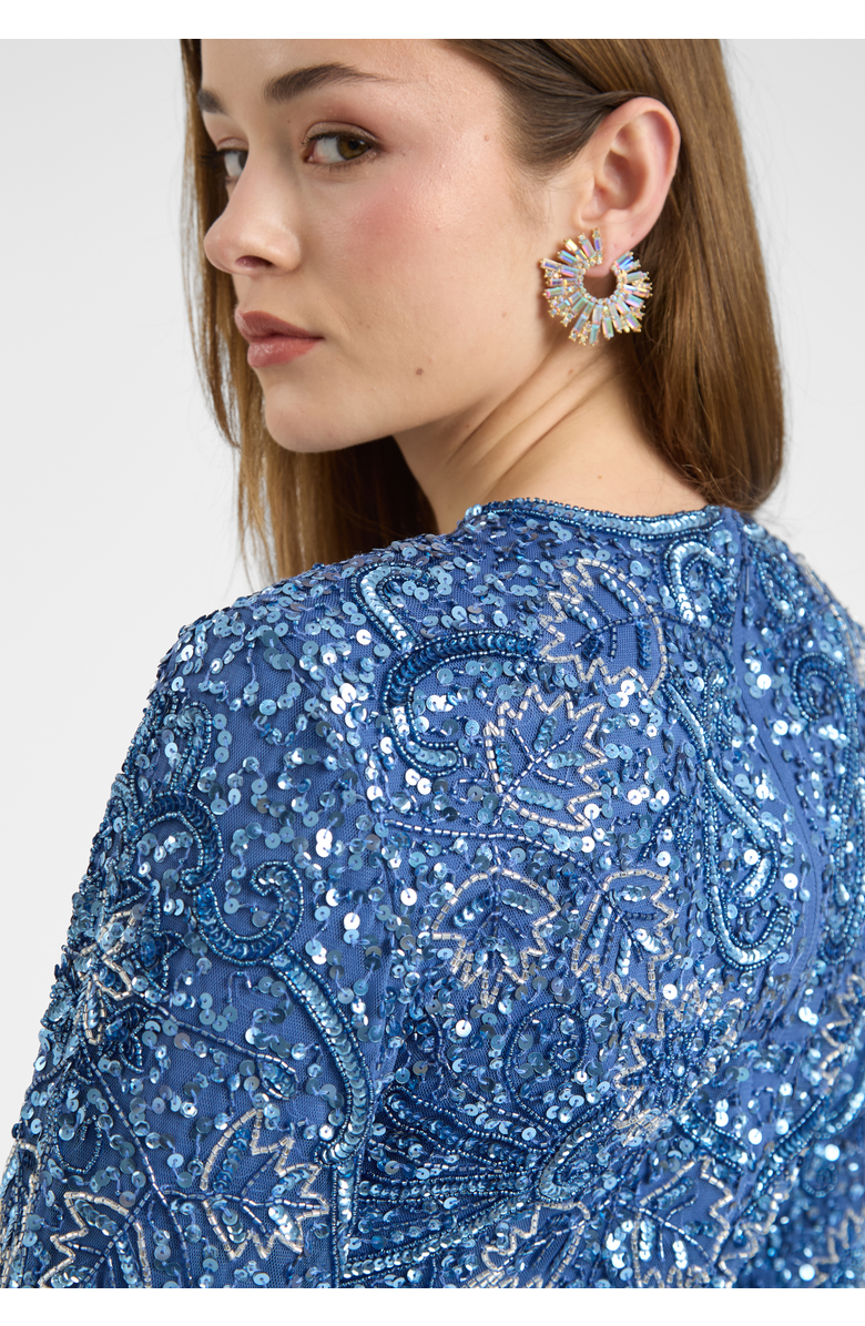 MARYISA Modest Embellished Sequin Beaded Dress Maxi With High Detailed Work, Alternate, color, Powder Blue