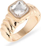 NORDSTROM RACK Crystal Ribbed Signet Ring