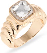 NORDSTROM RACK Crystal Ribbed Signet Ring