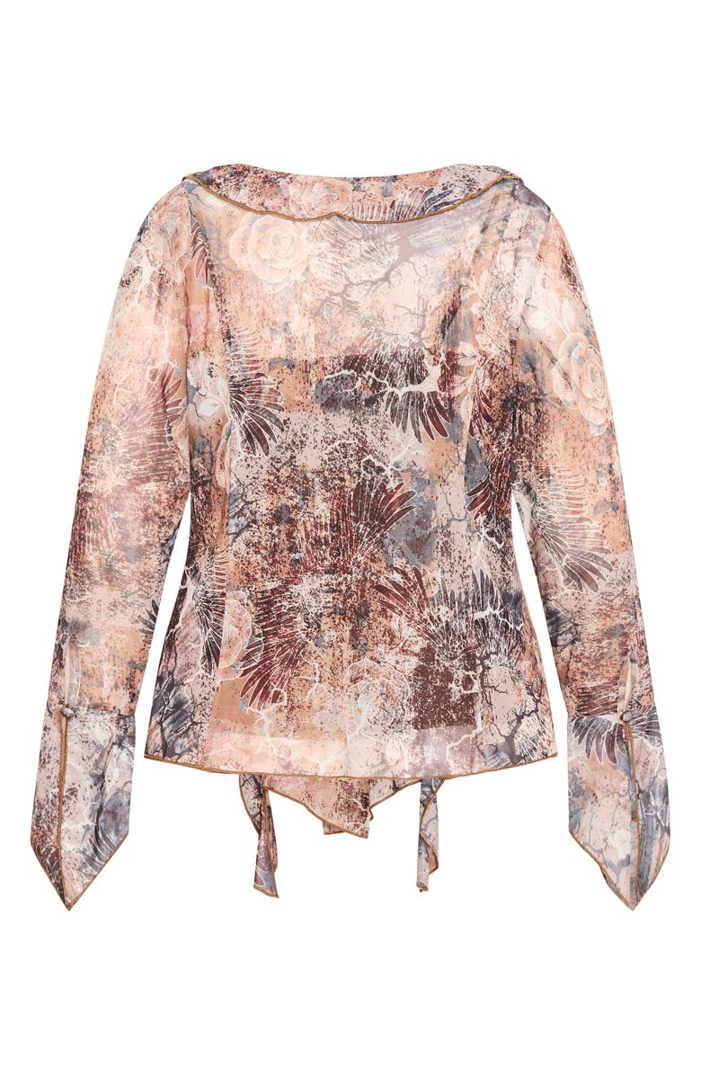 City Chic Vivid Mesh Ruffle Top, Alternate, color, Urban Oasis