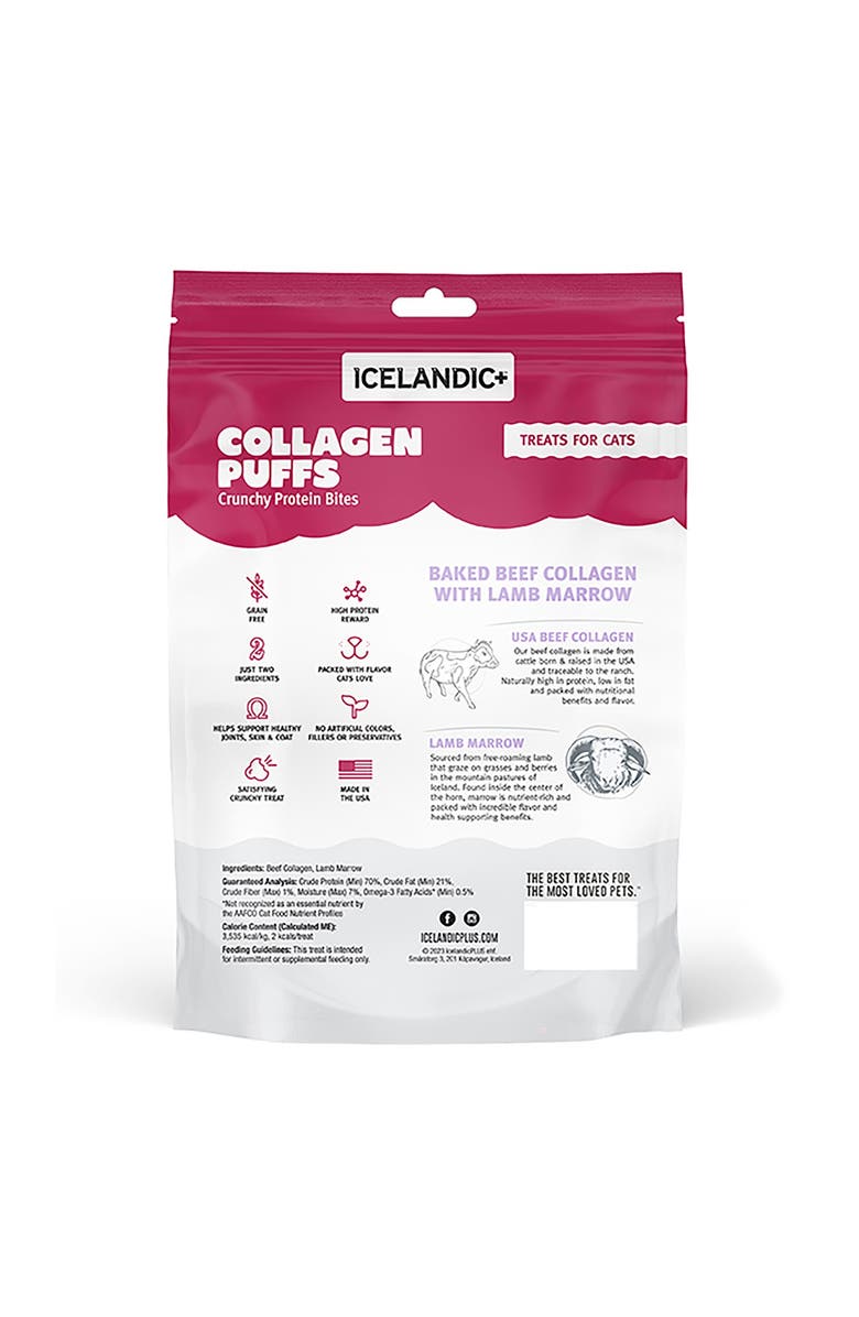 ICELANDIC+ Collagen Puffs Baked Beef Collagen With Lamb Marrow 0.5Oz Bag, Alternate, color, Brown