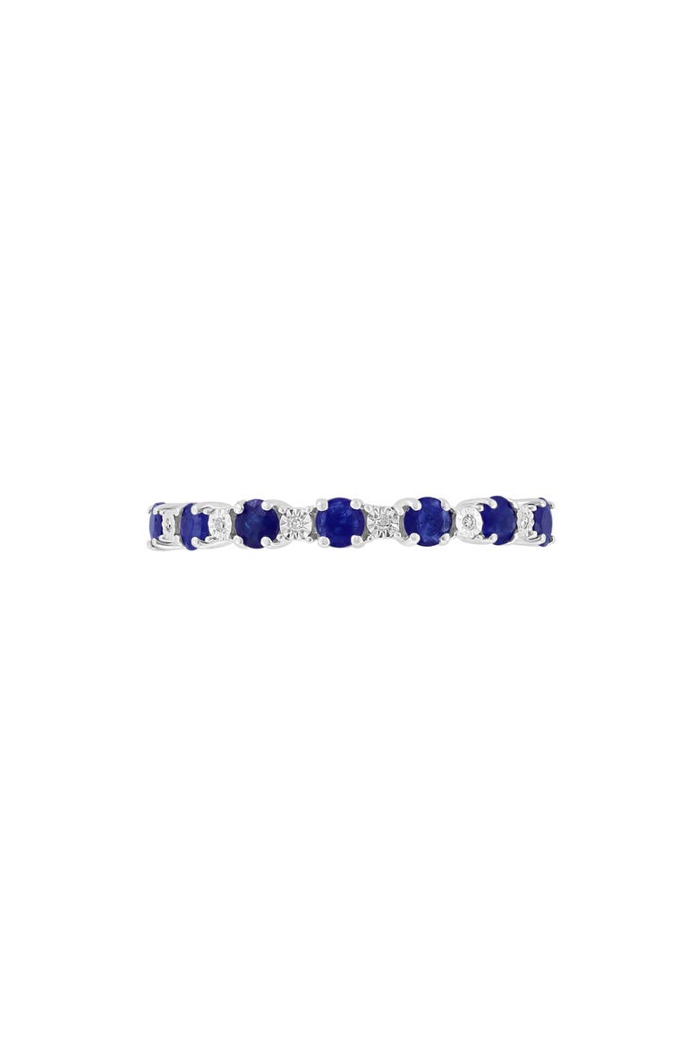 Sapphire & Diamond Sterling Silver Band Ring, Alternate, color, BLUE