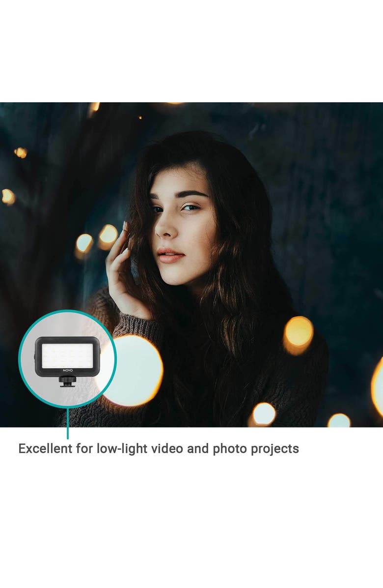 MOVO LED-30 Mini LED Light Panel - Adjustable Brightness, Rechargeable Battery, Alternate, color, Black