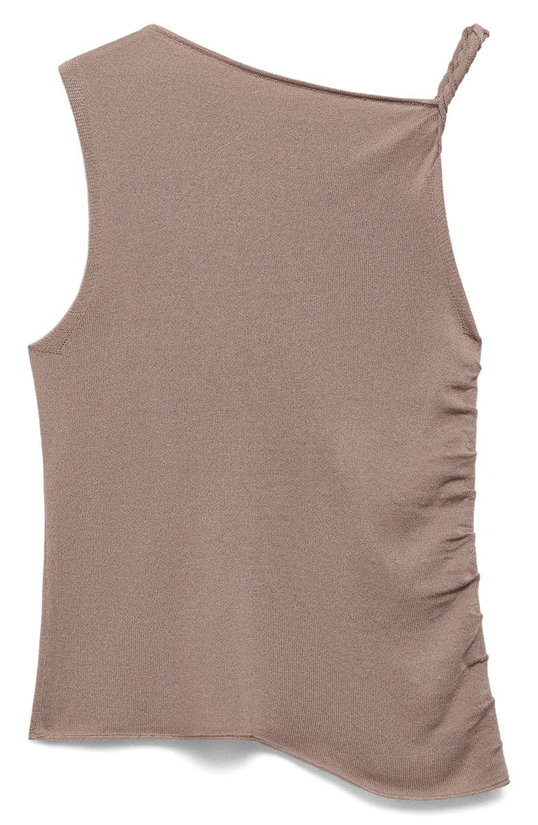 MANGO Asymmetric Ruched Sleeveless Top, Alternate, color, Sand