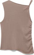 MANGO Asymmetric Ruched Sleeveless Top