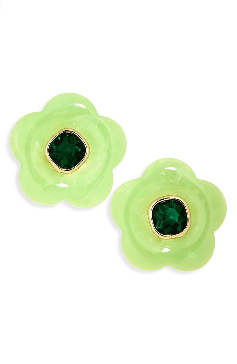 NATASHA Crystal & Resin Flower Stud Earrings, Main, color, Green/ Green