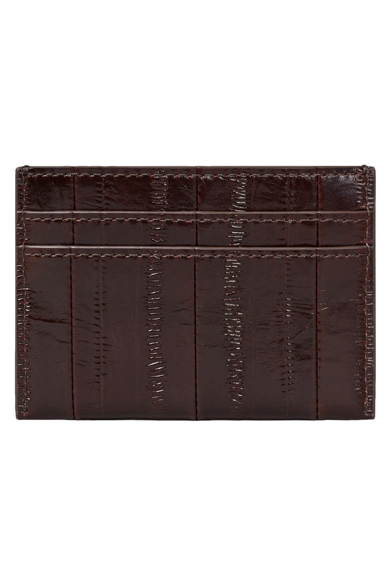 Charlie Eel Embossed Leather Card Case, Alternate, color, DARK BROWN