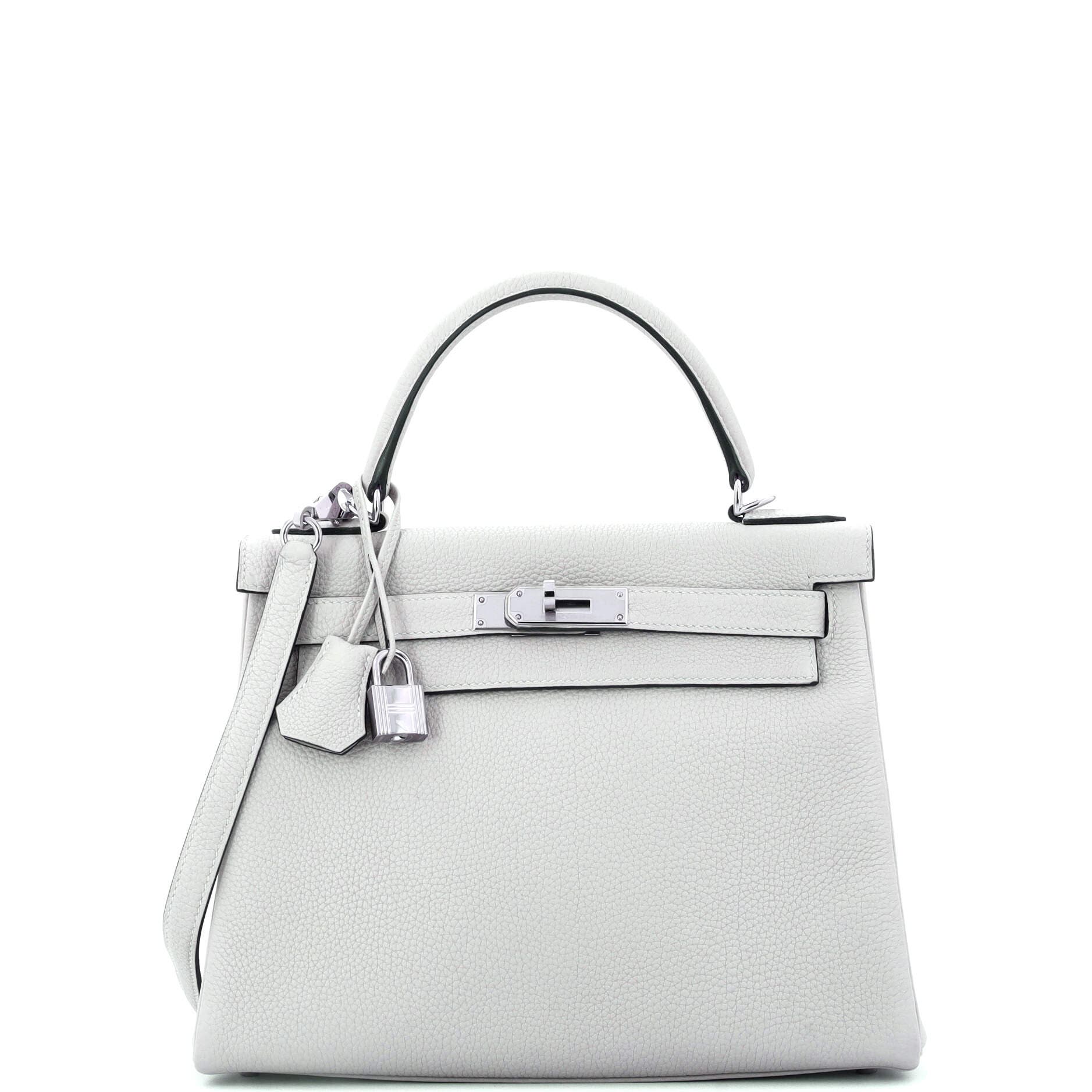 Pre-Owned Hermes Kelly Handbag Grey Togo with Palladium Hardware 28, Main, color, 