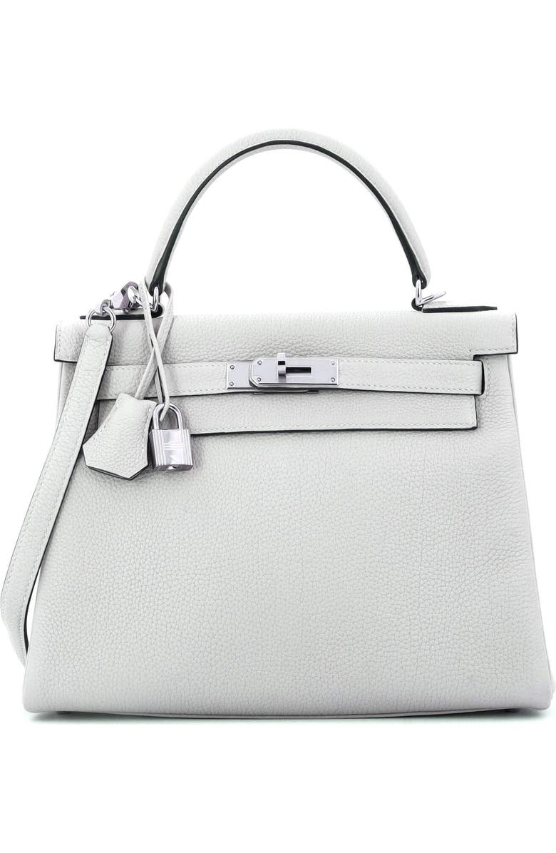 Pre-Owned Hermes Kelly Handbag Grey Togo with Palladium Hardware 28, Main, color,