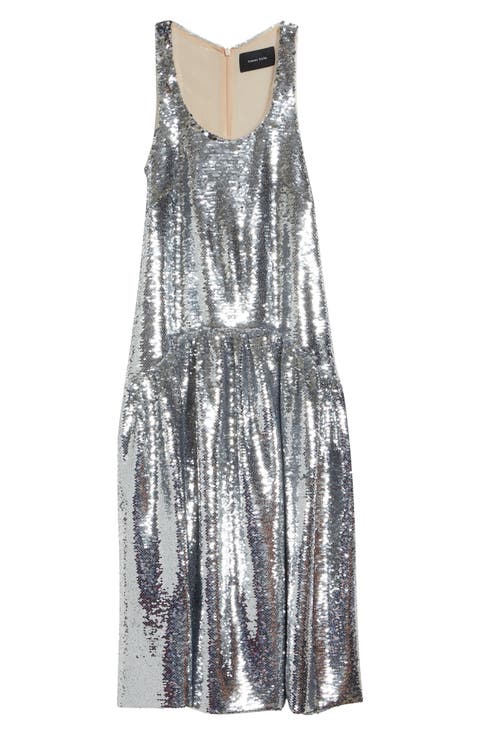 Tapered Back Flounce Sequin Dress