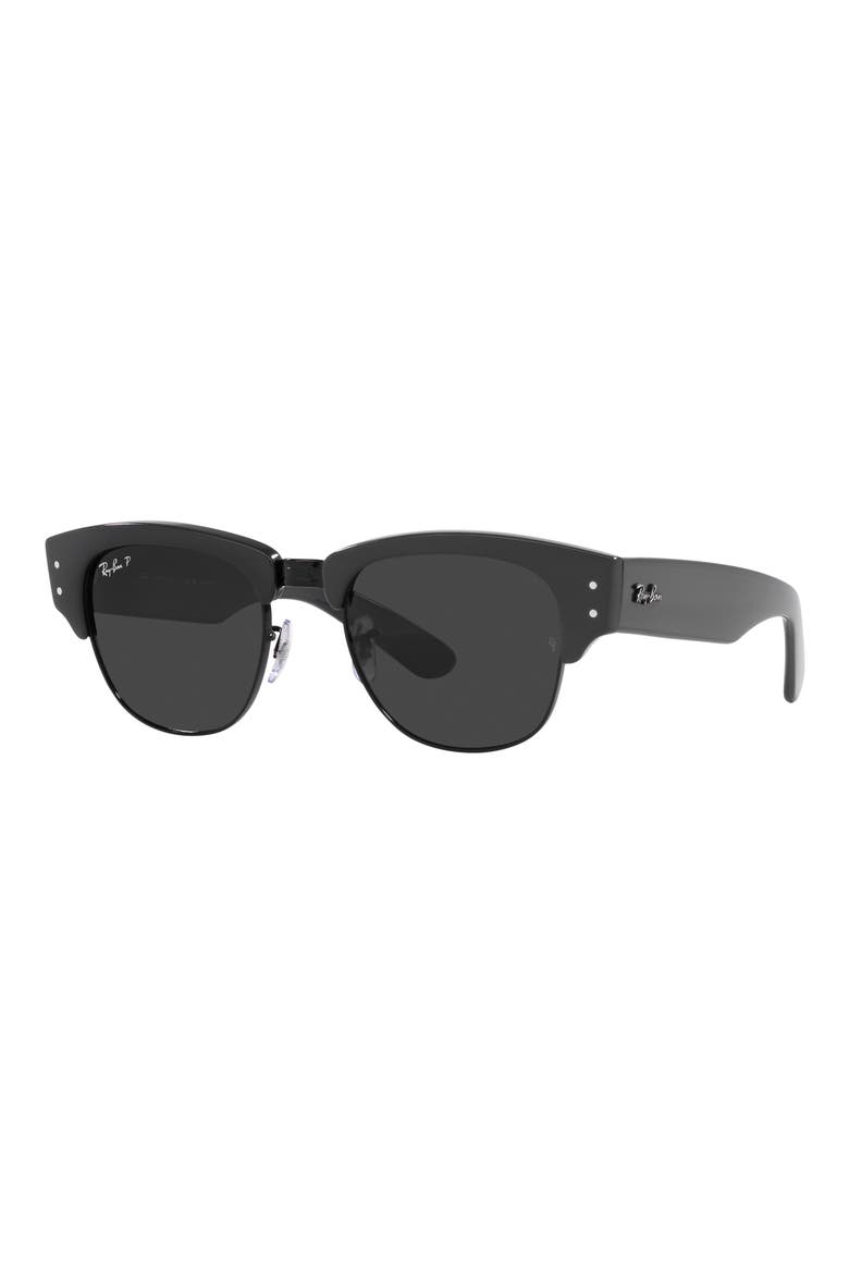 Mega Clubmaster 53mm Polarized Transition Square Sunglasses, Alternate, color, BLACK GREY