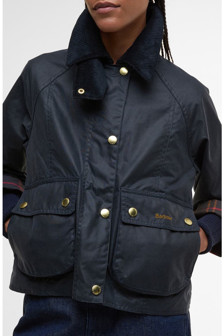 Beadnell Crop Waxed Cotton Jacket, Alternate, color, NAVY CLASSIC