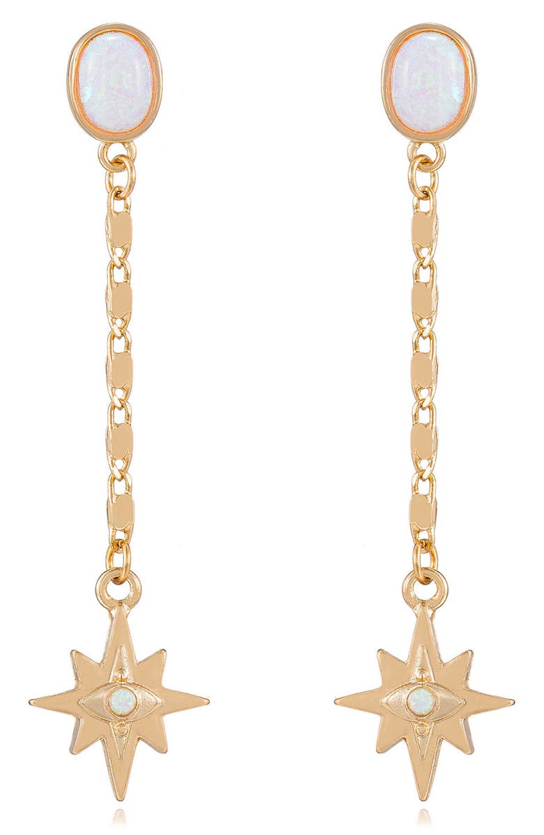 Ettika Opal Star Linear Drop Earrings, Main, color, Opal