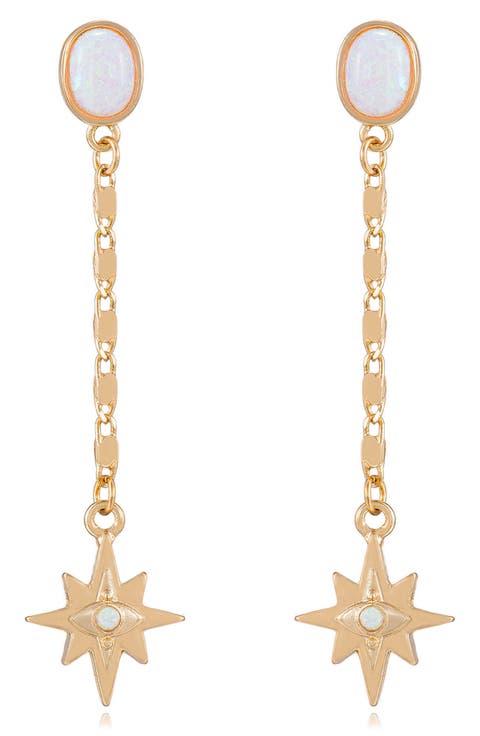 Opal Star Linear Drop Earrings