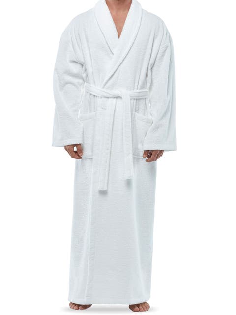Mens Classic Shawl Collar Ankle Length Terry Bathrobe