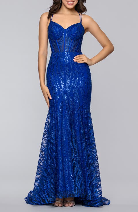 Sequin Illusion Bodice Mermaid Gown