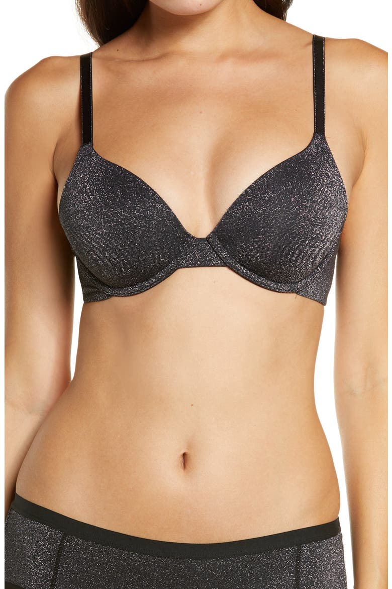 Future Foundation Sparkle Underwire T-Shirt Bra, Main, color, NIGHT