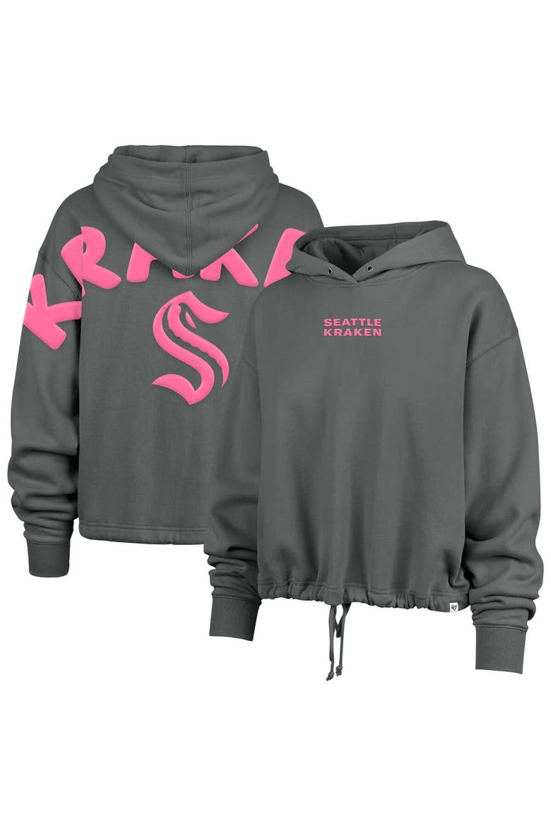 Women's '47 Gray Seattle Kraken Bright Side Venice Cropped Pullover Hoodie, Main, color, Gray