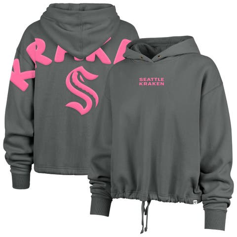 Women's '47 Gray Seattle Kraken Bright Side Venice Cropped Pullover Hoodie