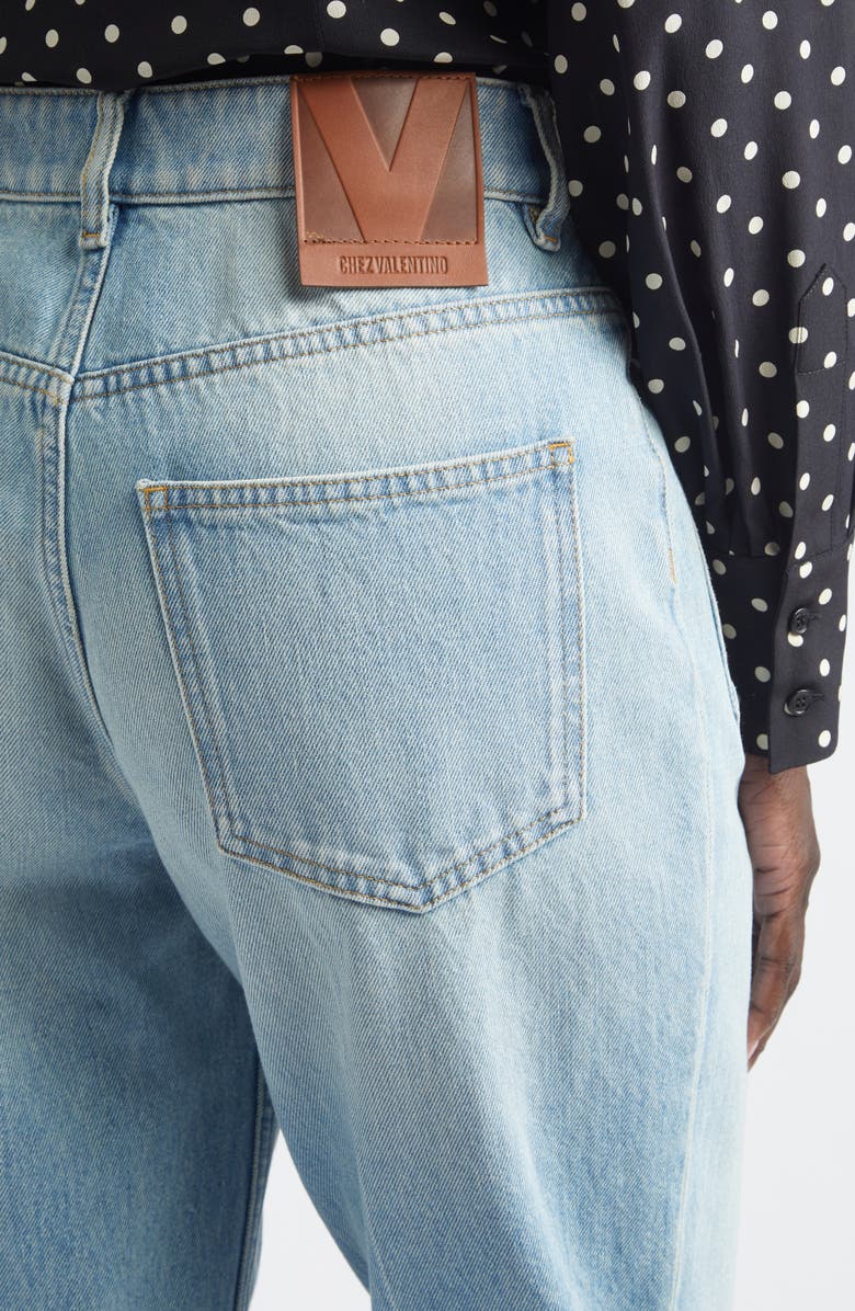 Valentino High Waist Denim Straight Leg Jeans, Alternate, color, Denim