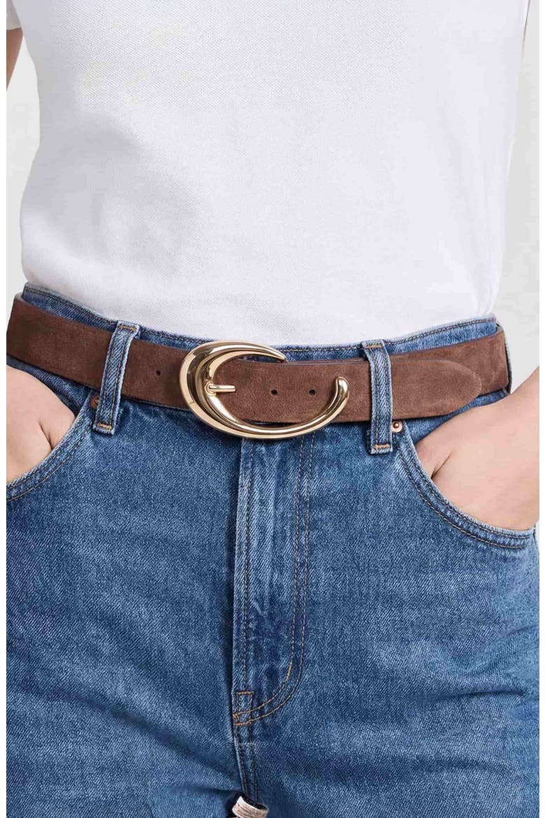 Sculpted Flow Leather Belt, Alternate, color, WARM TRUFFLE