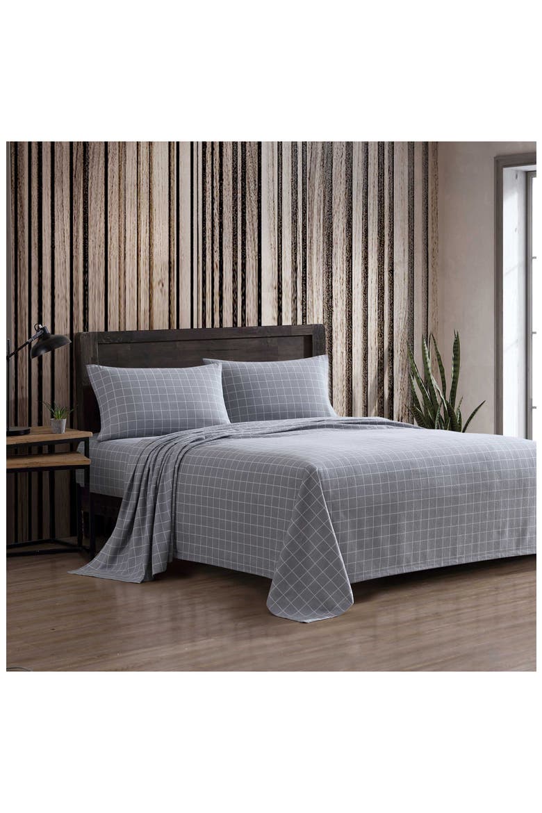 Great Plains Plaid Print Flannel Sheet Set, Alternate, color, MEDIUM / DARK GREY