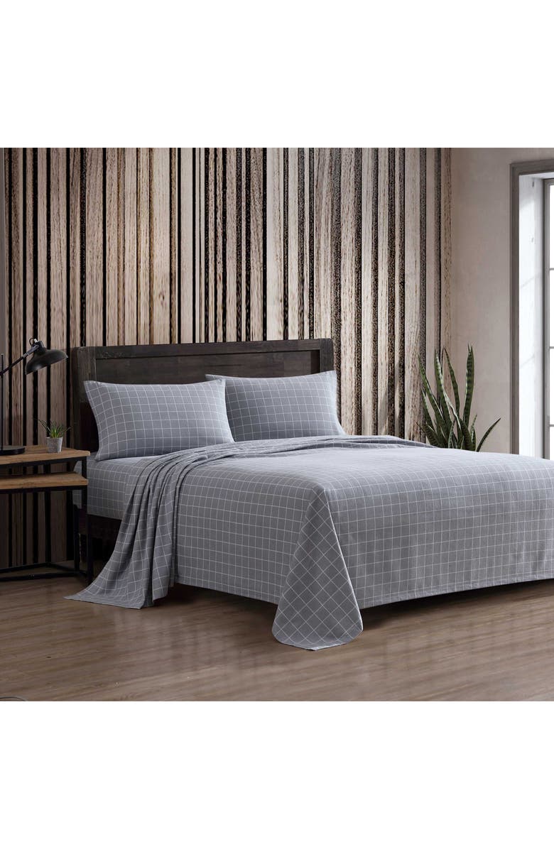 Eddie Bauer Great Plains Plaid Print Flannel Sheet Set, Alternate, color, Medium / Dark Grey