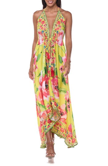 Ranee's Ranees Cover-up Halter Dress In Yellow