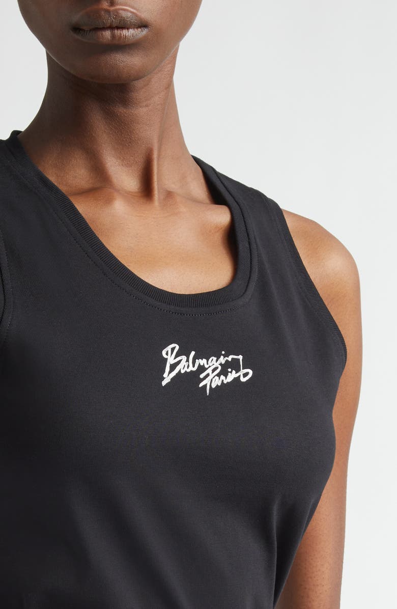 Balmain Paris Jersey Tank, Alternate, color, Eab Blk/ White