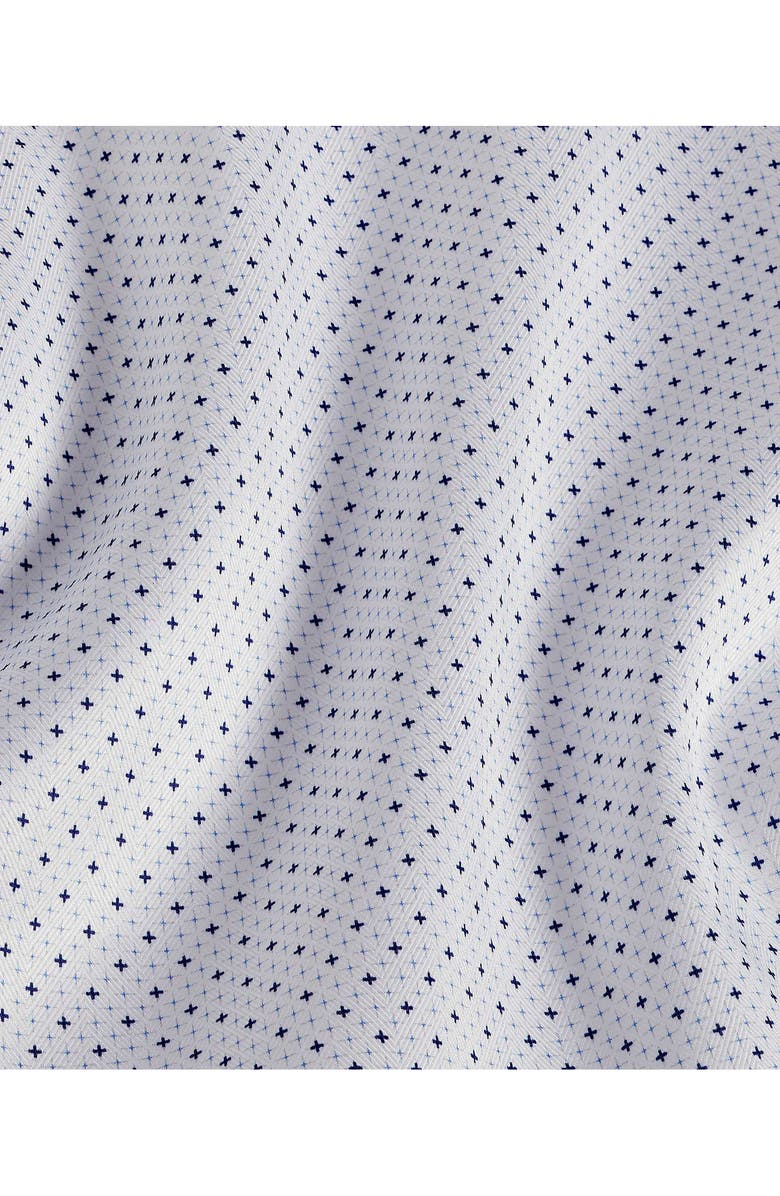 David Donahue Trim Fit Herringbone Micro Print Dress Shirt, Alternate, color, White/ Blue