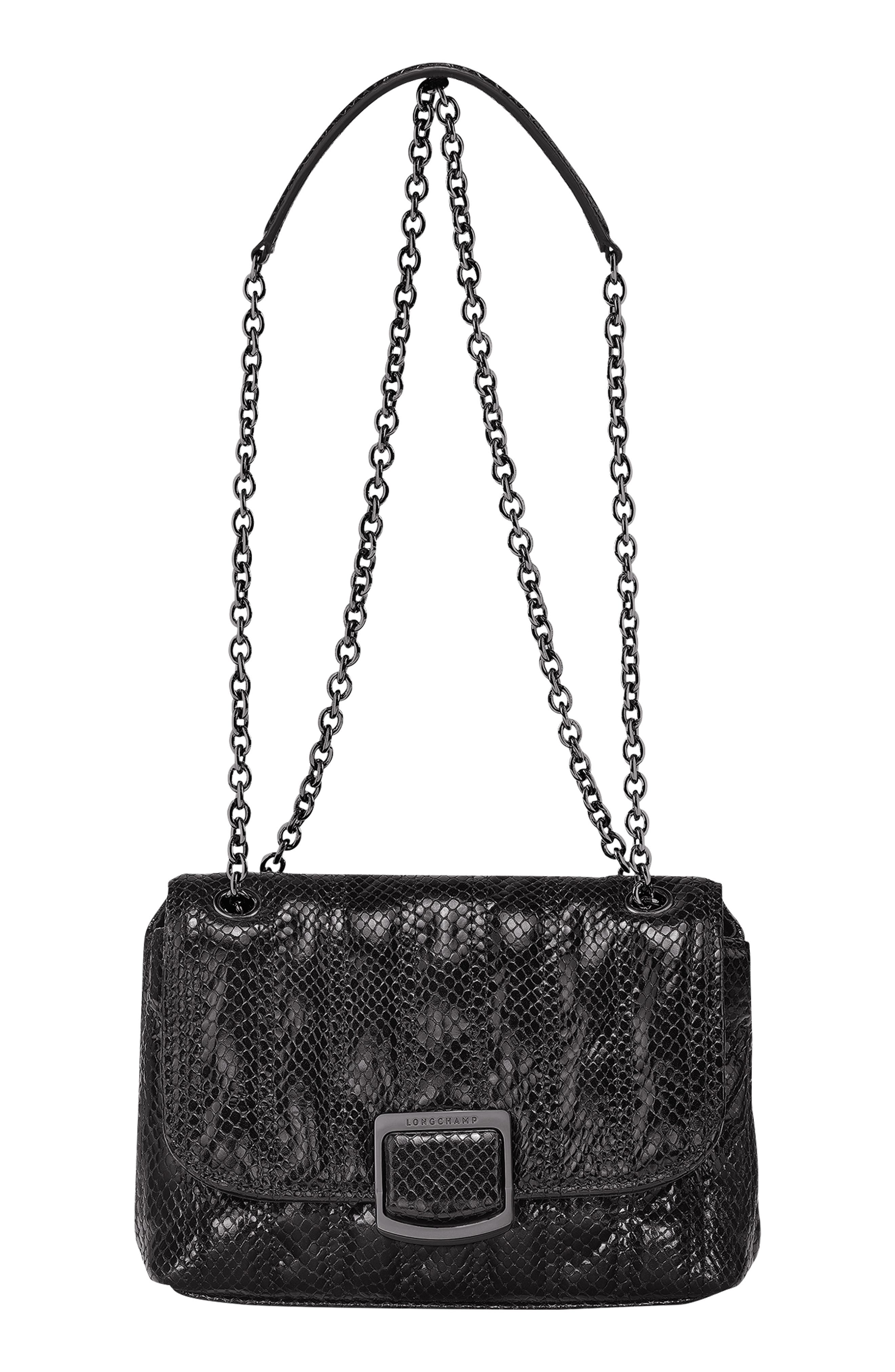 Longchamp Snakeskin Embossed Convertible Shoulder Bag, Main, color, 
