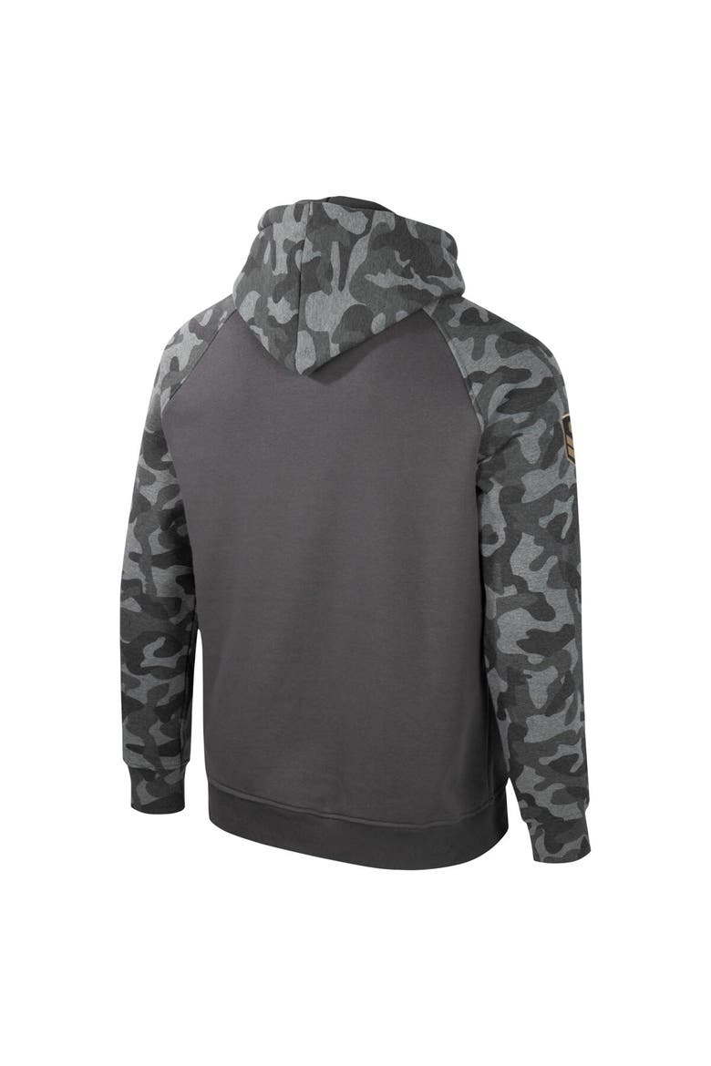 Men's Colosseum Charcoal Iowa Hawkeyes OHT Military Appreciation Camo Raglan Pullover Hoodie, Alternate, color, Charcoal