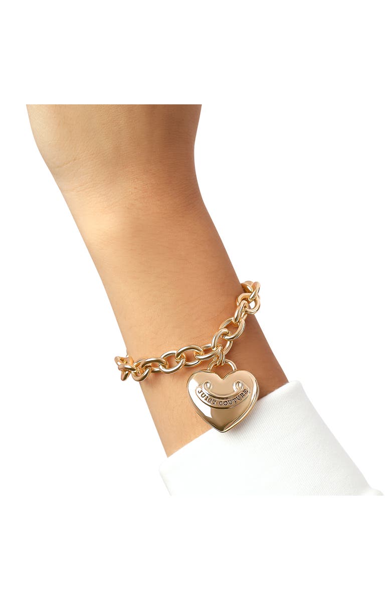 Juicy Couture Gold-Tone Chain Bracelet with Heart Charm, Alternate, color, Gold