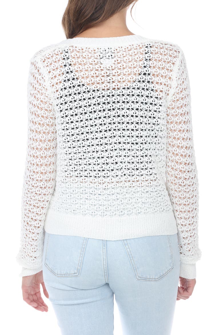 Pointelle Open Stitch Cardigan, Alternate, color, WHITE