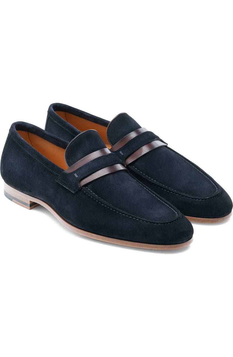 Magnanni Daniel Loafer, Main, color, Navy/ Midbrown