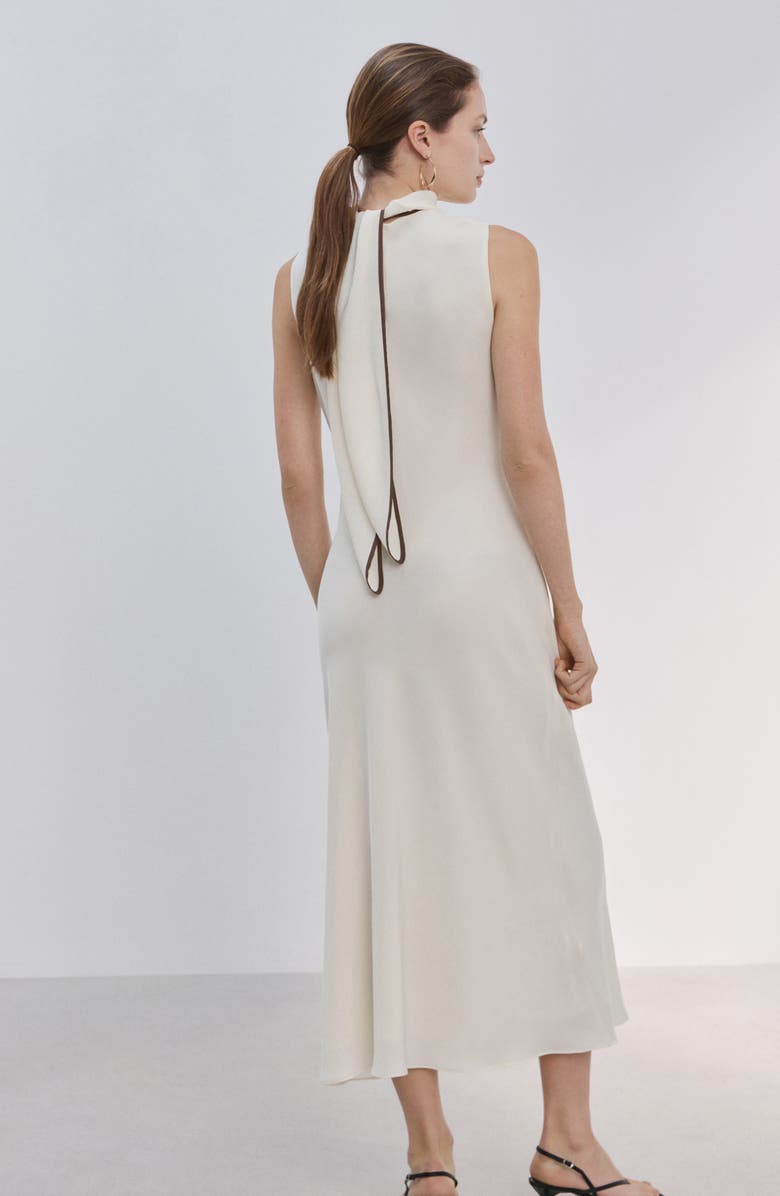 MANGO Vestido Tie Back Sleeveless Midi Dress, Alternate, color, Vanilla